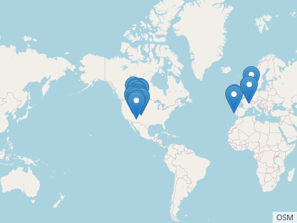 Locations where Allosaurus fossils were found.