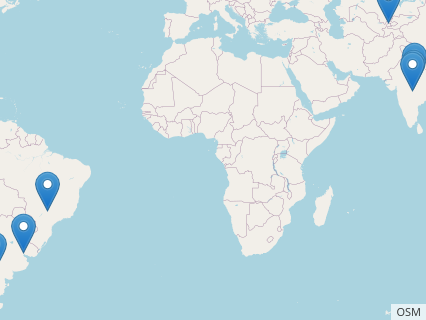 Locations where Antarctosaurus fossils were found.