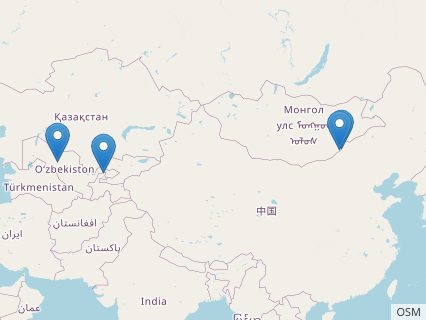 Locations where Archaeornithomimus fossils were found.