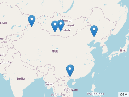 Locations where Asiatosaurus fossils were found.