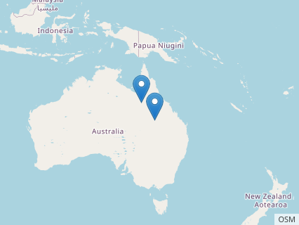 Locations where Austrosaurus fossils were found.