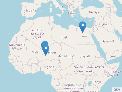 Locations where Bahariasaurus fossils were found.