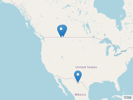 Locations where Brachyceratops fossils were found.