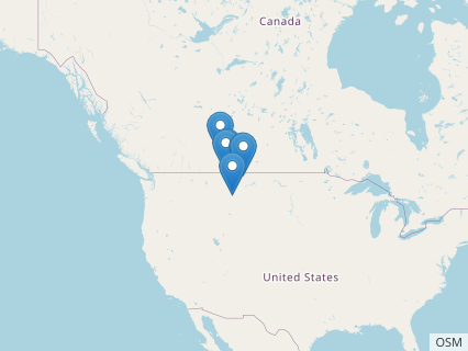 Locations where Brachylophosaurus fossils were found.