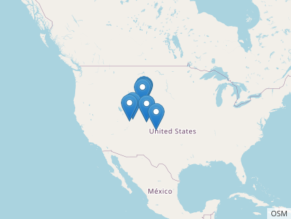 Locations where Brontosaurus fossils were found.