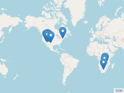 Locations where Coelophysis fossils were found.