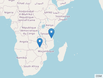 Locations where Dicraeosaurus fossils were found.