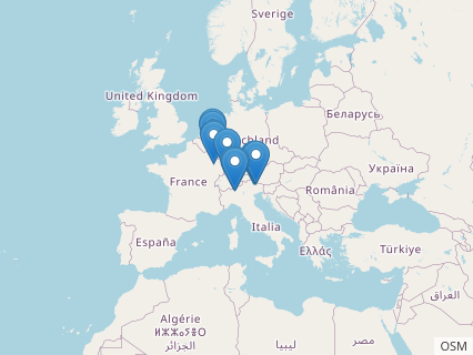 Locations where Eudimorphodon fossils were found.