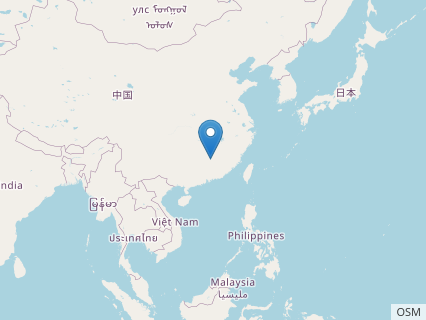 Locations where Jiangxisaurus fossils were found.