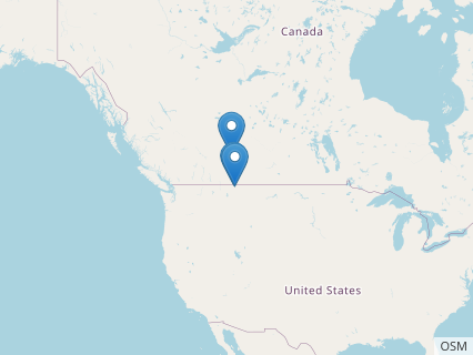 Locations where Montanoceratops fossils were found.