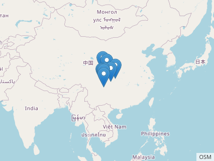 Locations where Omeisaurus fossils were found.