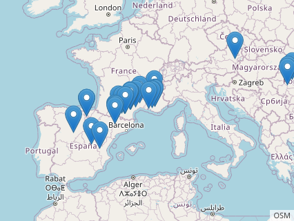 Locations where Rhabdodon fossils were found.