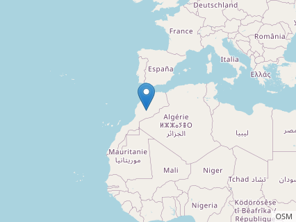 Locations where Tazoudasaurus fossils were found.